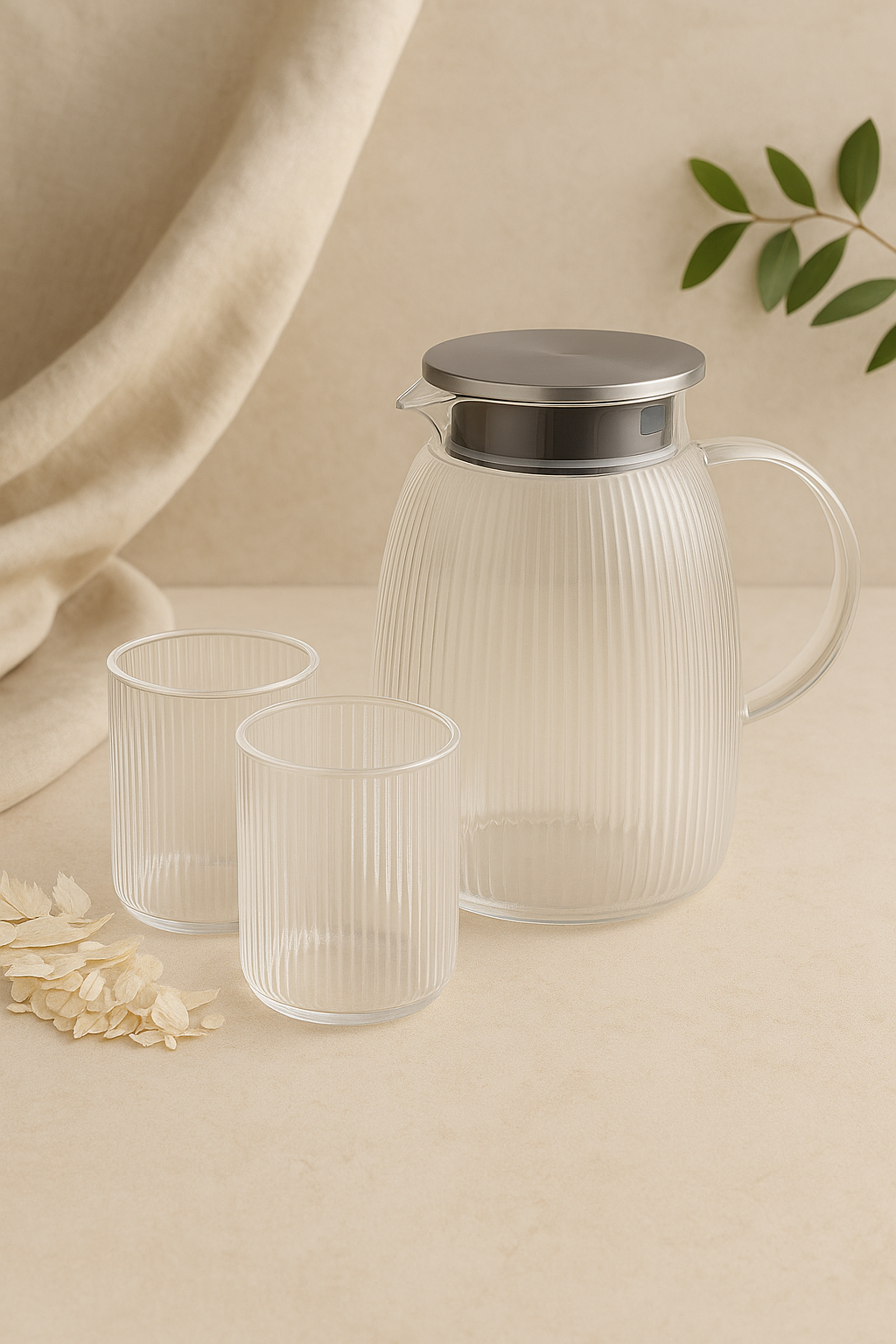 Carafe d'eau et son set de 6 verres